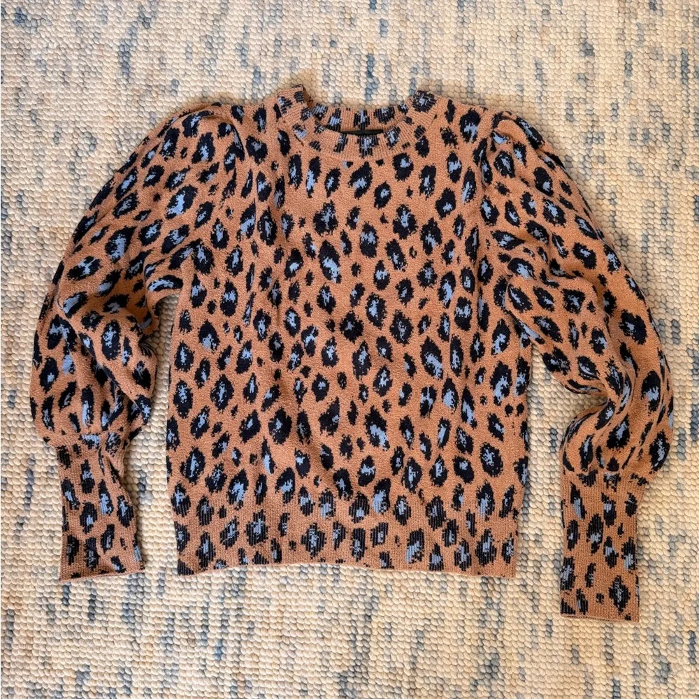 Ann Taylor Leopard-Print Crewneck Sweater in Brown, Black, Cream
